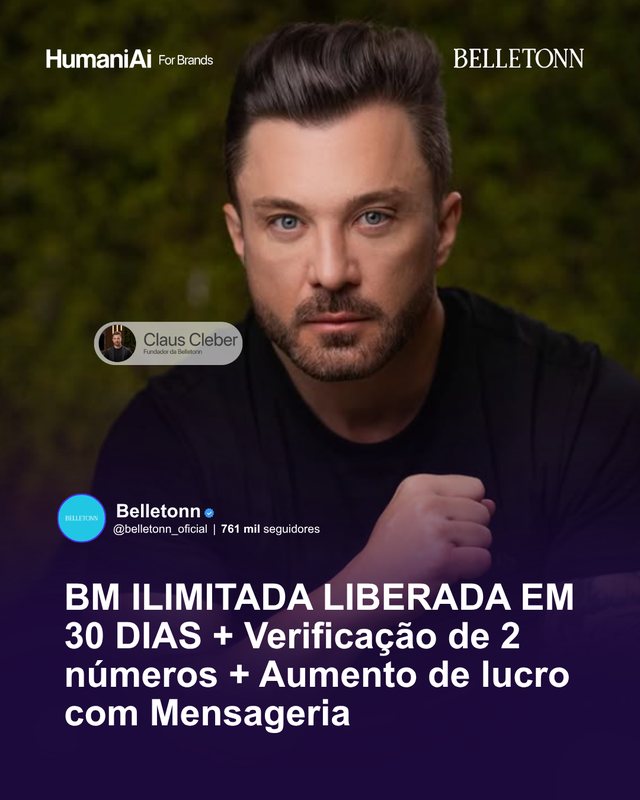 Belletonn: BM ilimitada em 30 dias, verificação de 2 números e mais lucro com mensageria